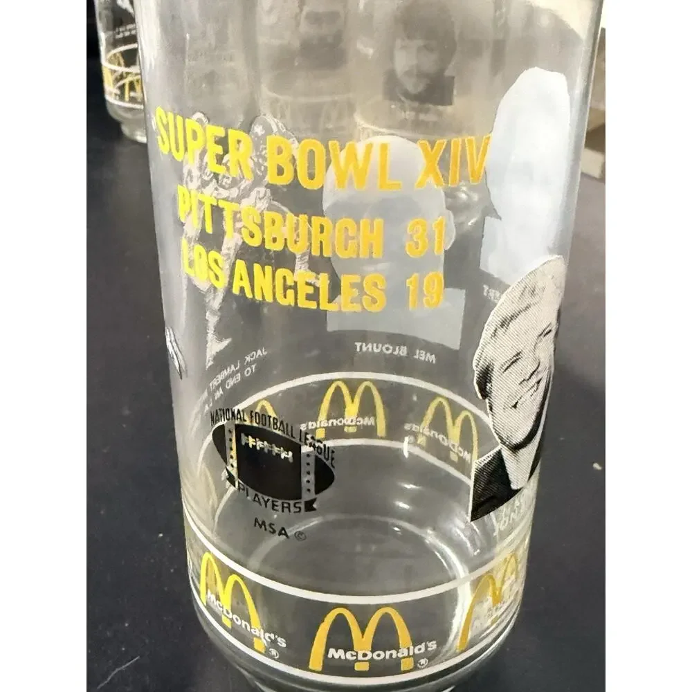 Vintage 1980 McDonald’s Super Bowl XIV Pittsburgh Steelers Glasses Set of 4